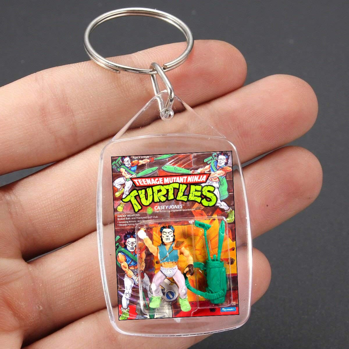 TMNT Teenage Mutant Ninja Turtles 1989 CASEY JONES Figure Toy Keychain *