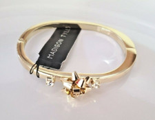 Madison TYLER Holiday Collection Hinge Bow Crystal Bracelet  Bangle Gold Tone