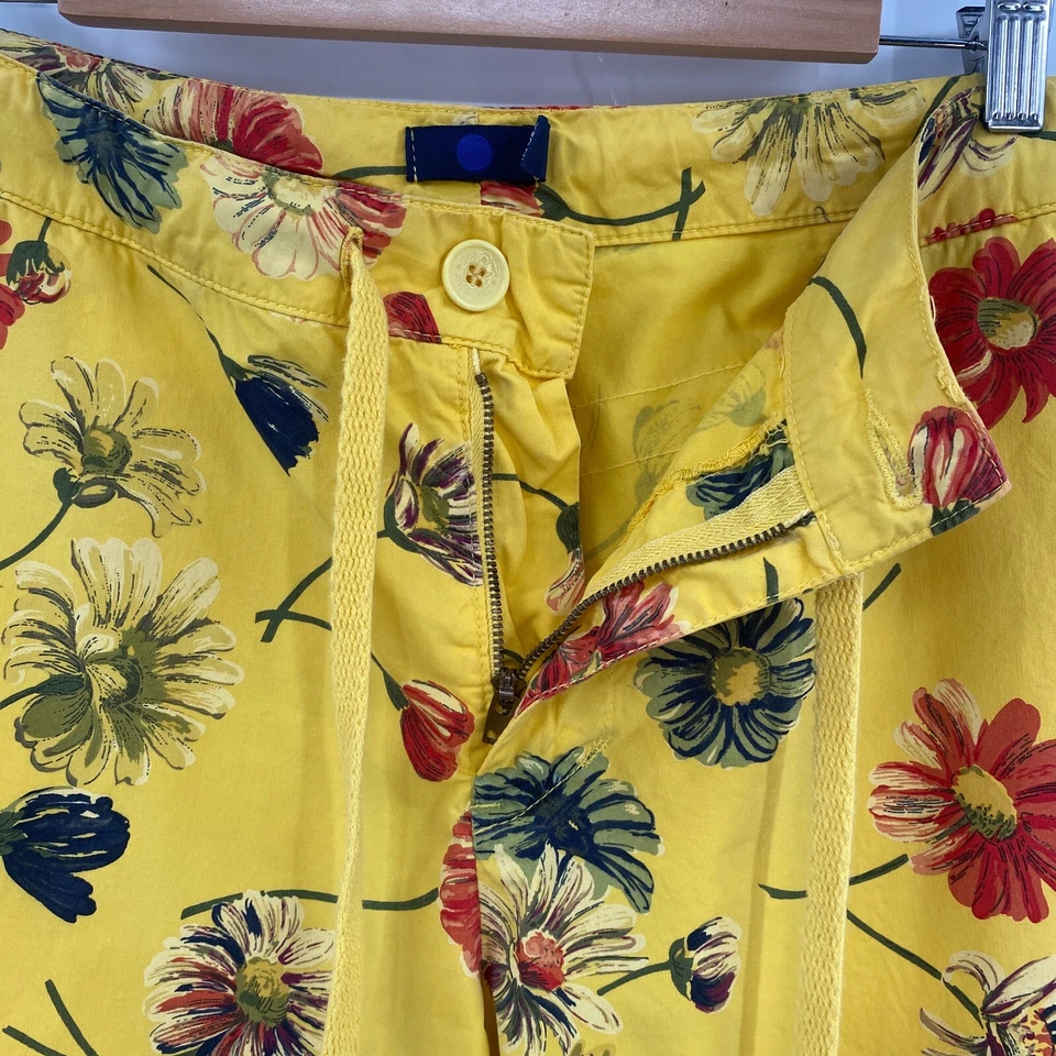 Bolsillos recortados de pierna ancha de algodón floral amarillo vintage años 90 talla 10 Bloomcore EE. UU. Foto 4 de 4