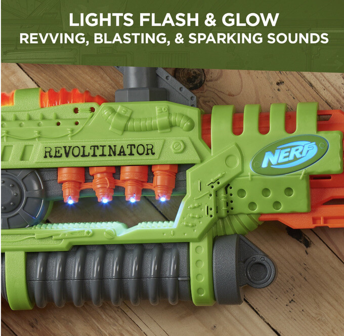 NERF Revoltinator Zombie Strike Toy Blaster with Motorized Lights