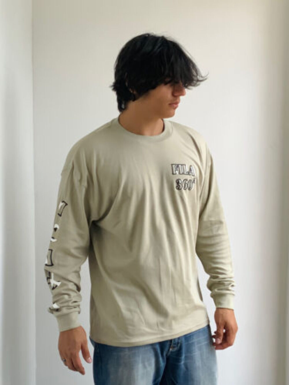 T shirt uomo Fila Khaki nera bianca maniche lunghe nuova con etichette