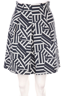 UNITED COLORS OF BENETTON Pleated Mini-Skirt Geometric Pattern D 32 navy blue
