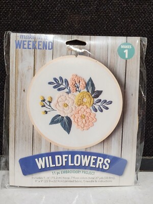 NEW- Wildflowers Embroidery Hoop Kit Make In A Weekend Leisure Arts