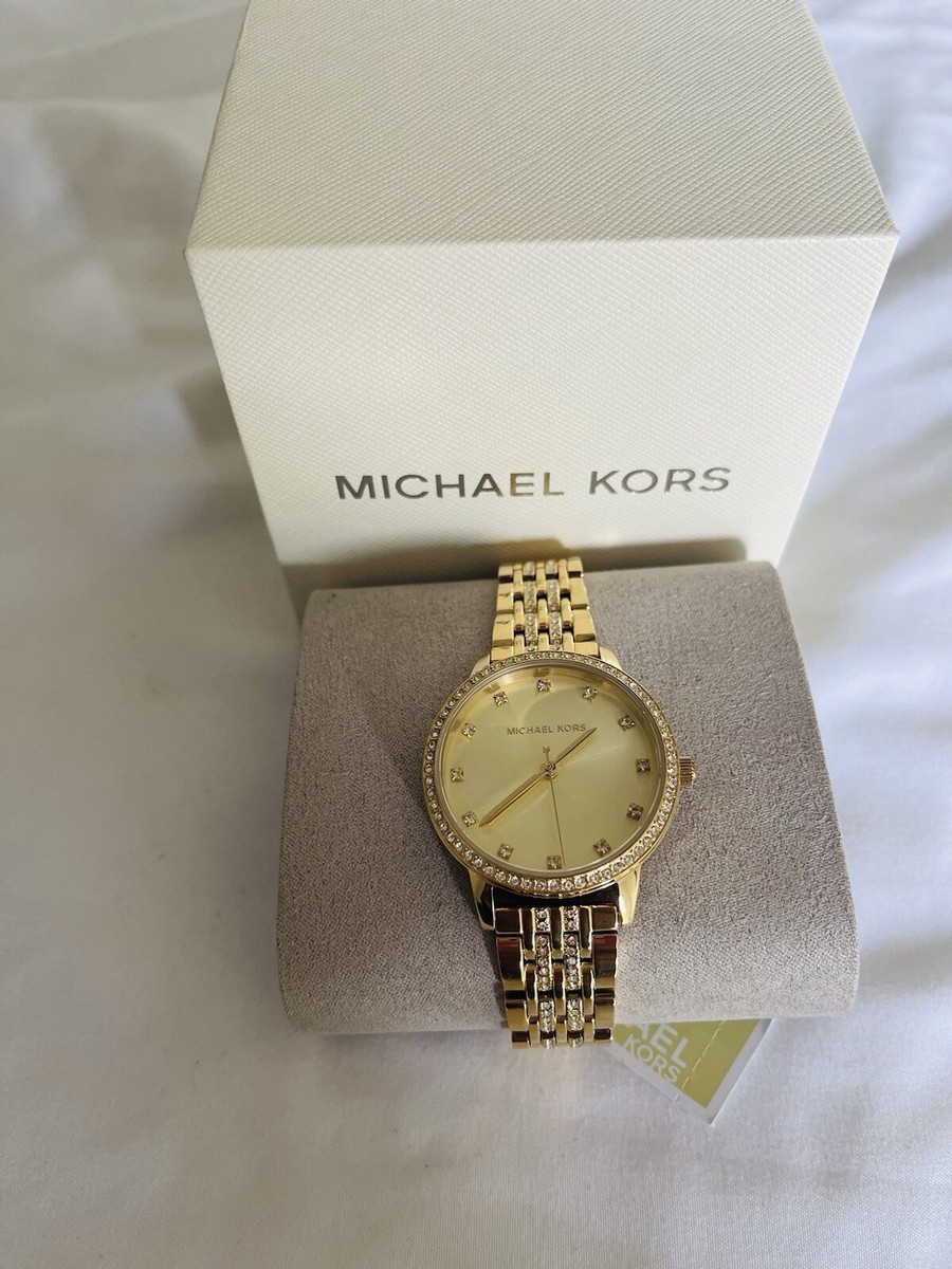 『値下げ中』MICHAEL KORS キラキラ時計 Michael Kors Melissa Womens Glitz Watch Gold Dial Crystals