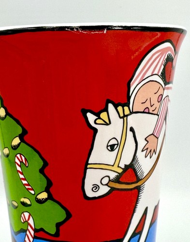Taza de té de café Ursula's Christmas roja colorida caballo mecedor niño y árbol - Imagen 14 de 16