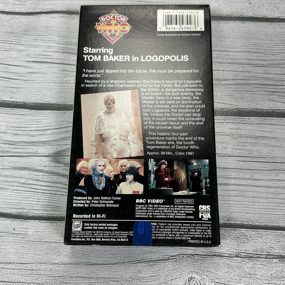 Dr. Who 6 VHS Lot BBC Tom Baker Robot Ark Space Logopolis Daleks Deadly Assassin - Image 4 of 4