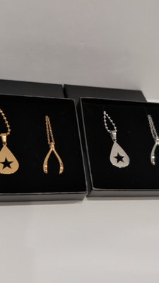 Conan Gray Wishbone + Teardrop Necklace Set Stainless Steel