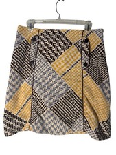 Anthropologie Maeve Women's Skirt Size 6 Fall Autumn Yellow Brown Velour Mini
