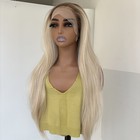 Ombre Blonde Lace Frontal Wigs Long Straight Heat Resistant Synthetic Hair — photo 8