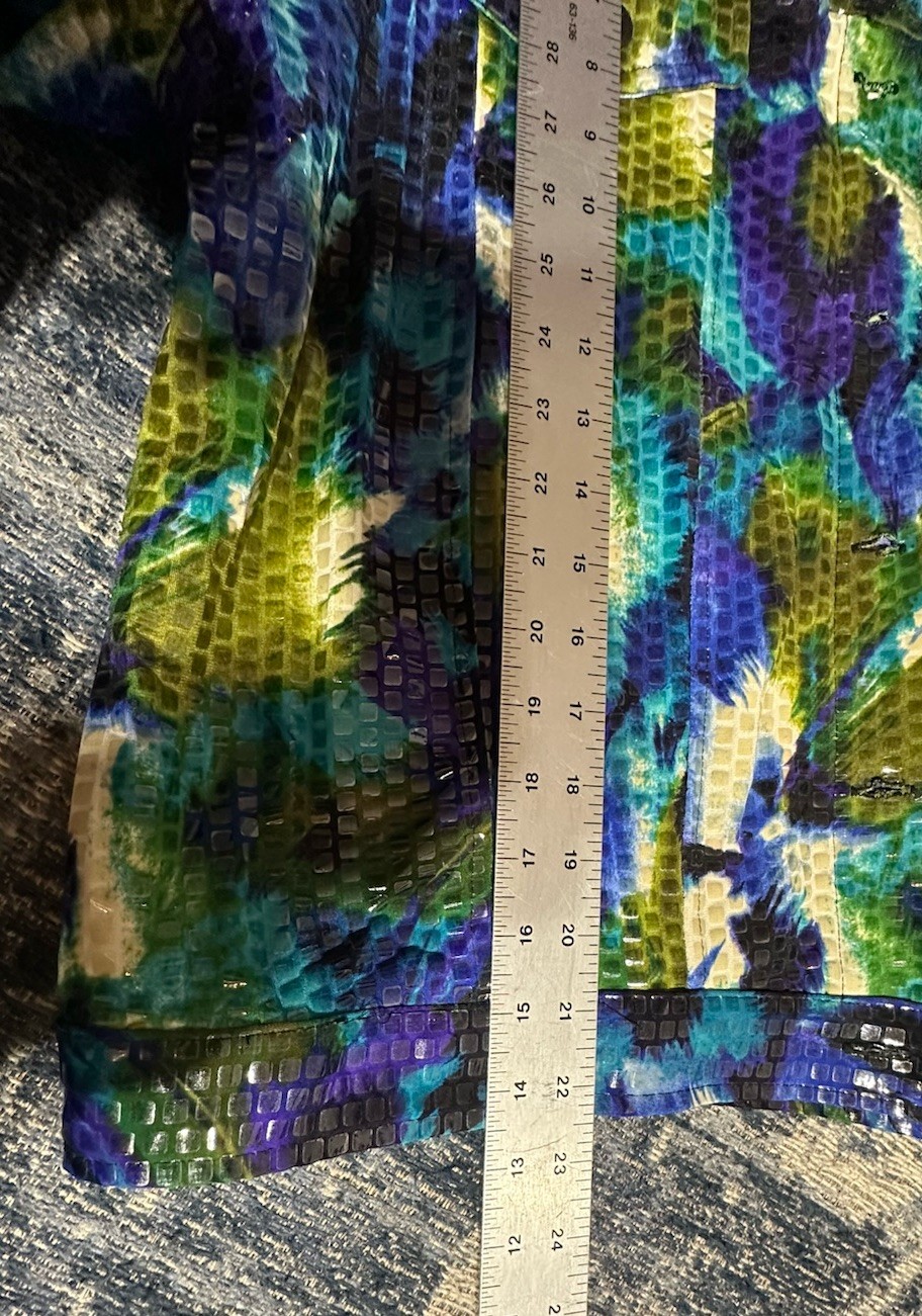 Notations Jacket Shiny ButtonUp Green Blue Purple… - image 5