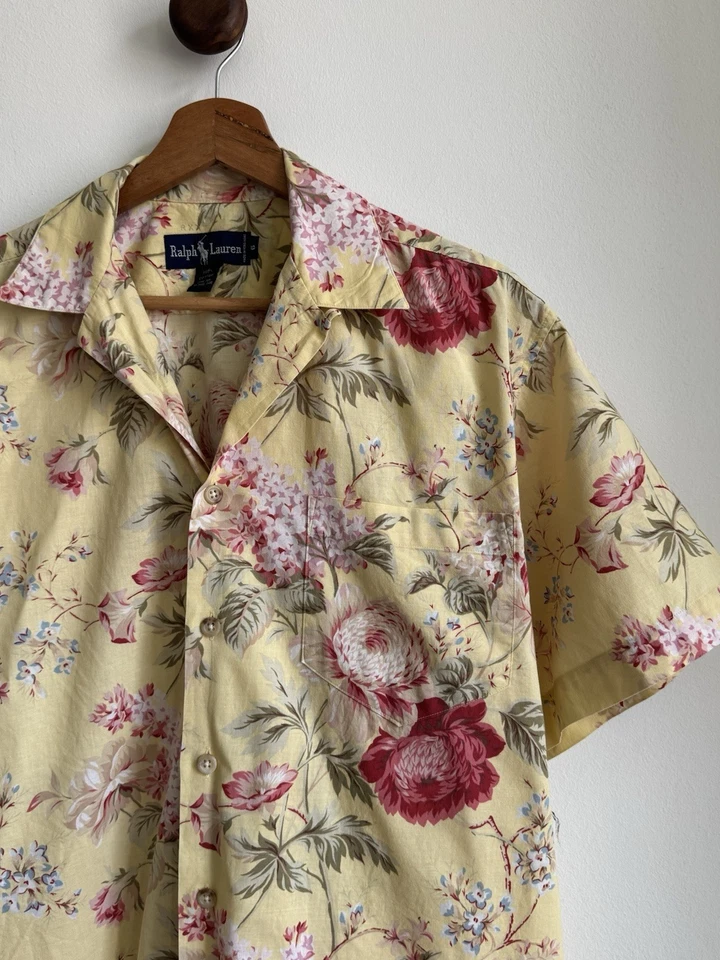 Vintage Polo Hemd Ralph Lauren 90er Hongkong Blumen Muster Urlaub Old Money - Bild 2 von 4