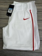 Nike Pro Vapor Baseball Pants White/Red Piping Boy's Medium Softball NWT 40