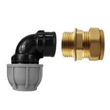 MDPE to Copper Compression Adaptor | Straight Elbow Tee Valve - 15,22,28,32mm