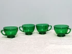 Vintage Lot of 4 Anchor Hocking Forest Green Glass Punch Cups Glasses