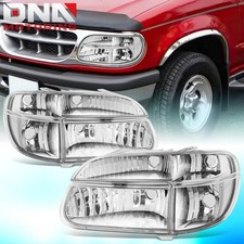 For Ford 95-01 Explorer97 Mountaineer Chrome Housing Clear Side Headlightlamp