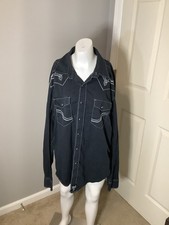 Wrangler Rock 47 Western Cowboy Shirt Great Yoke Accents Size Mens Large Cowboy