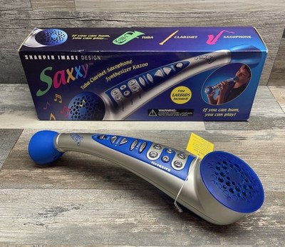 Sharper Image Saxxy Synthesizer Kazoo SI468 Musical Toy Instrument Blue w/ Box