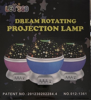 LET'S GO Dream Rotating Projection Lamp Kids Indoor Blue Purple Pink Model 1361
