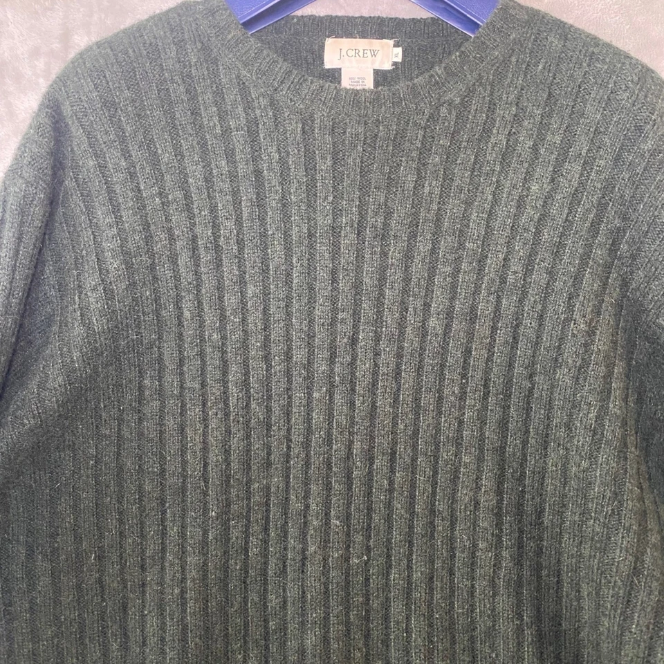 Suéter de Lana J.Crew De Colección Para Hombres XL Verde Acanalado Cuello Redondo Pullover Prendas de Punto Y2K Foto 3 de 4