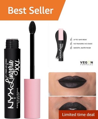 Long-Lasting Naughty Noir Black Lipstick - Smooth Matte Finish,  Formula