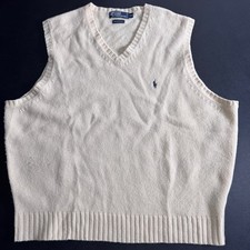 Polo Ralph Lauren Mens XXL Sweater Vest Cream V-Neck 100 Lambswool