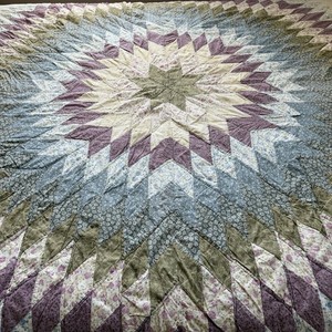 Vintage Lone Star Quilt 92” x 82” Pastel Floral Cottagecore Quilt