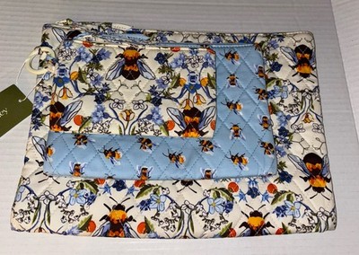 NWT Vera Bradley 3 Pouch Set Cosmetic Bag Trio Set Bee Garden Bees Flowers