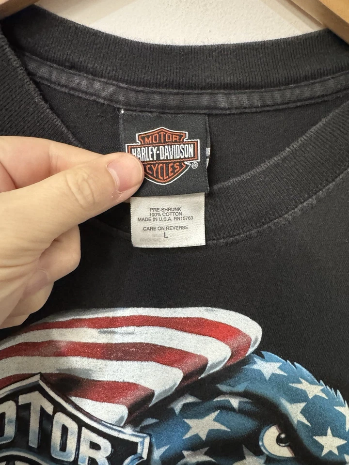 Vintage Harley Davidson T-shirt Eagle Don't Mess With US Eugene OR USA Size L - Image 3 of 4