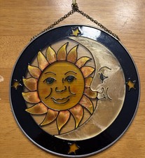 Sun and Moon Stained Glass Suncatcher: Handmade Window Hanging