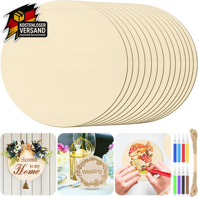 Runde Holzscheiben zum Basteln unbemalt 15cm Naturholz Deko DIY Kunsthandwerk