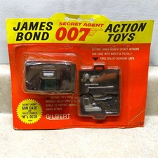 Vintage Gilbert James Bond 007 Secret Agent Action Toys On Card, Accessories
