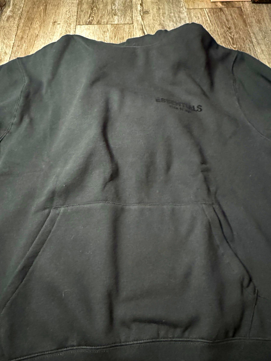 Essentials Fear of God Men's Black Hoodie M Fleece Pullover Logo Pockets