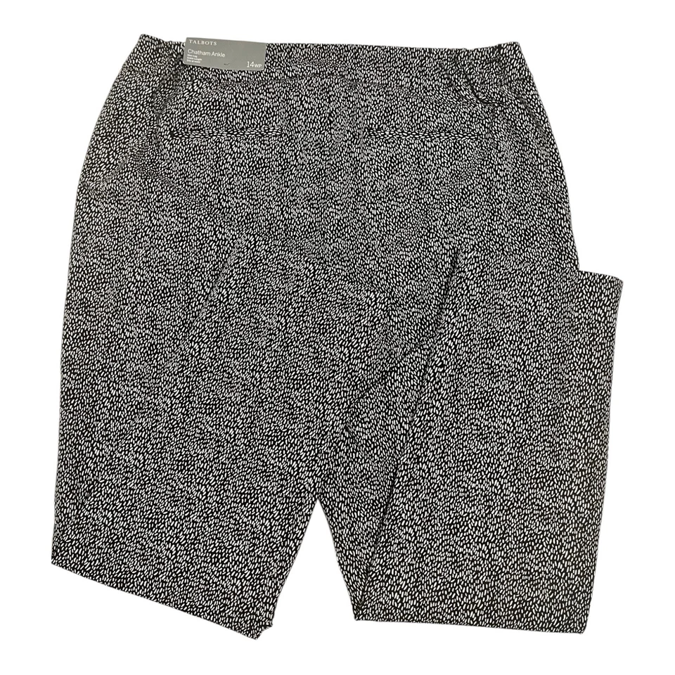Pantalones al Tobillo Talbots Chatham 14WP Petite Negro Blanco Estampado Elástico Nuevos con Etiquetas Foto 2 de 4