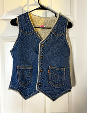 Levi's Sherpa Lined Denim Vest Blue Button Front Pockets Regular Size S