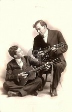 Musicians playing Gibson Mandolin and a Guitar 1910s RPPC Photo Postcard COPY