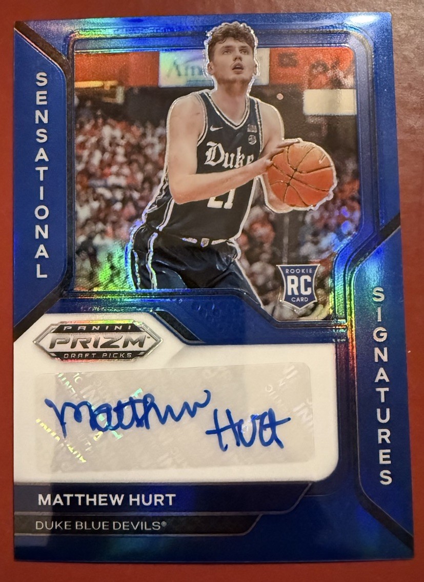 2021-22 Panini Prizm Draft Picks MATTHEW HURT RC Auto Blue Prizm /149 Duke🏀