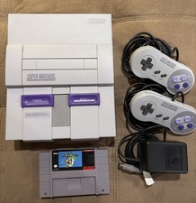 SNES Super Nintendo Console with Super Mario World 2 Controllers And Wires!