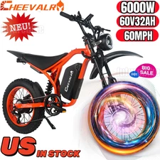 CHEEVALRY G20 PRO 6000W 60V 32AH Electric Motorcycle 20*4.0 Fat tire E-bike EMTB