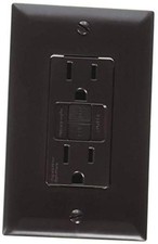 S805, Dual GFCI Outlet with Cover Plate, AC Electrical single pack Brown