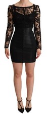 Dolce & Gabbana Black Fitted Lace Top Bodycon Mini Women's Dress Authentic