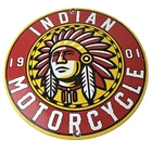 Vintage Indian Porcelain Sign - Chief Headdress Motorcycle Logo Sign