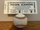 HANK AARON SIGNED AUTOGRAPH BASEBALL SIGNED IN PEN FADED 1995 TRADESHOW
