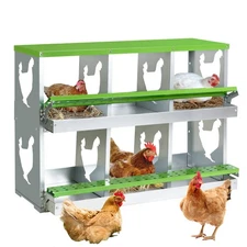 Chicken Nesting Box for Laying Eggs,Wall-Mountable Chicken Coop (GREEN,6 HLOES)
