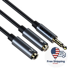 Headphone Splitter 3.5mm Mic and Audio Splitter 1 Male to 2 Female 1 ft