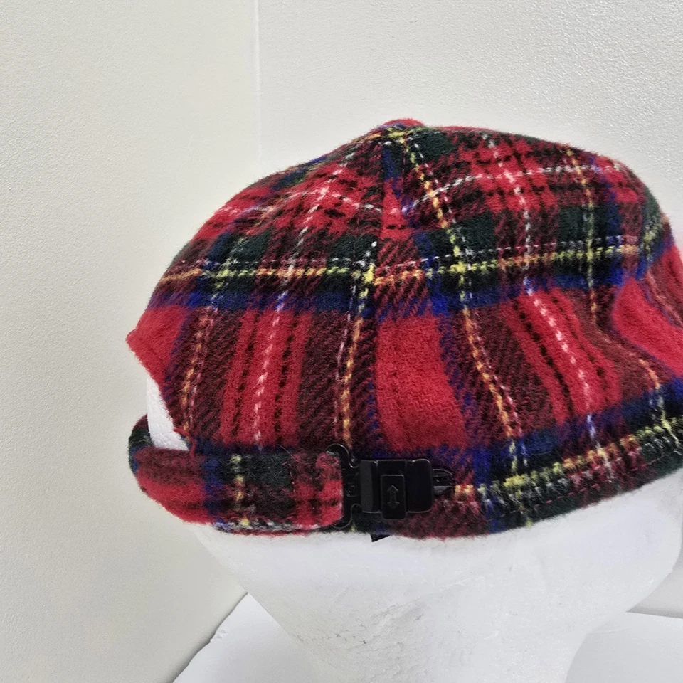 Gorra de colección GAP talla S/M tartán a cuadros cremallera trasera mezcla de lana roja franela clásica Foto 4 de 4