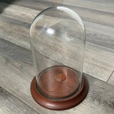 Vintage Glass Dome Display Cloche Bell Jar with Wooden Base 9" x 5"