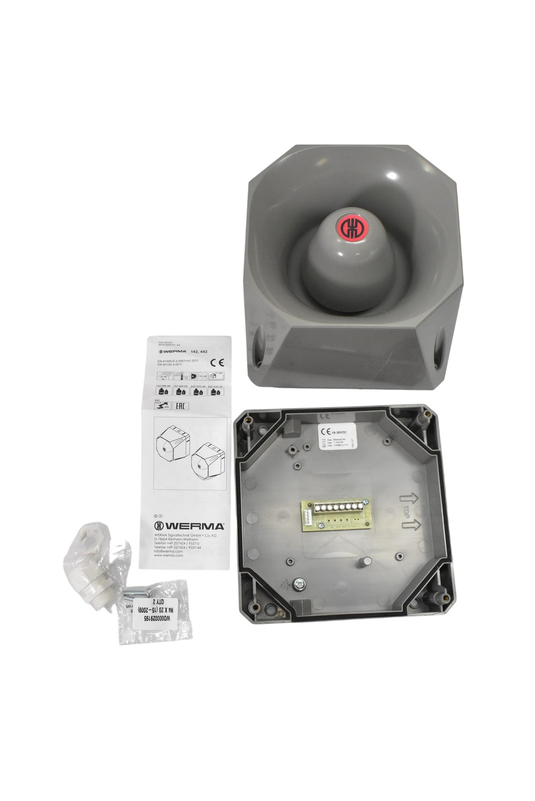 Werma 142 100 55 Electronic Siren Sounder Horn 120 dB IP66 Signaltechnik Gray
