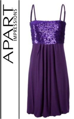 NEU WOW COCKTAILKLEID mit PAILLETTEN BALLON-OPTIK 38 40 APART dunkellila *289292