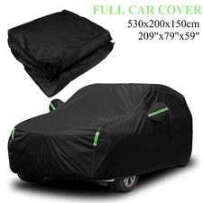 Full Car Cover Waterproof All Weather Outdoor Protection Sun UV Rain XXL Black 