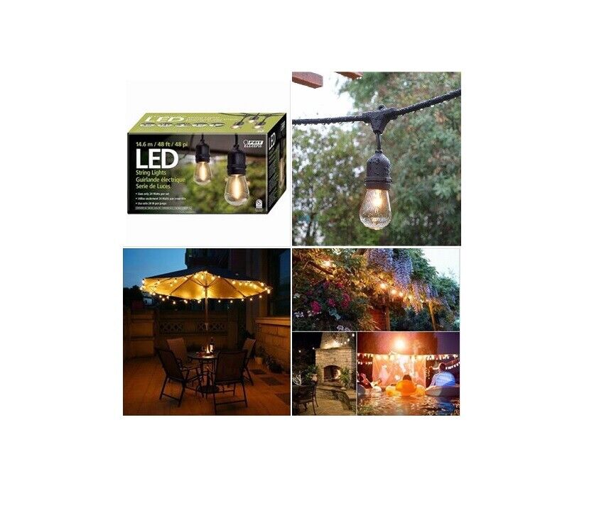 Feit Outdoor Weatherproof String Light Set 48ft 24 Light Sockets w/ 26 LED Bulbs Feit Outdoor Weatherproof String Light Set 48ft 24 Light Sockets w/ 26 LED Bulbs